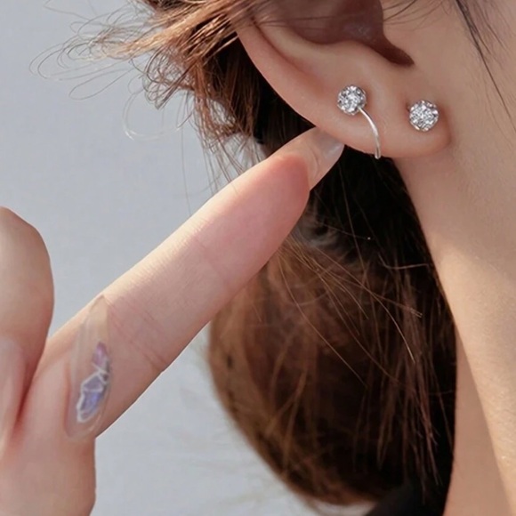 Any 4/$25! Silver Corkscrew Crystal Pave Earrings - Picture 4 of 8